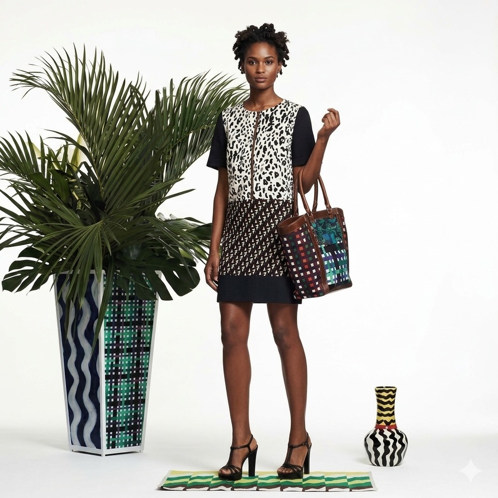 Dura Olowu Shift Zebra Print & Brown Dress